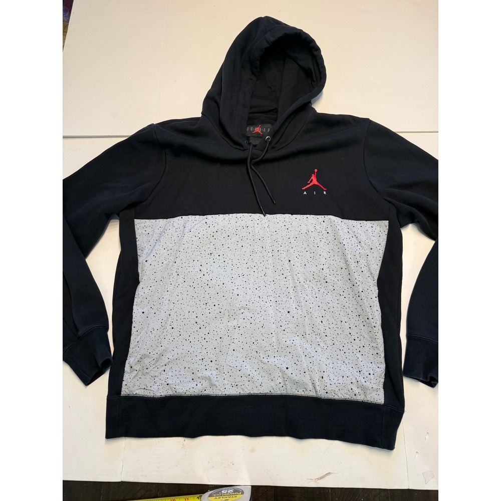 Jordan Air Speckle Fleece Hoodie Mens XL Black Grey Red 884042-010